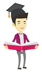 Image showing Graduate with book in hands vector illustration.