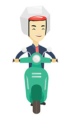 Image showing Man riding scooter in the city.