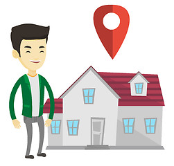 Image showing Realtor on background of house with map pointer.