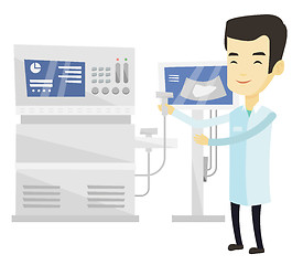 Image showing Asian ultrasound doctor vector illustration.