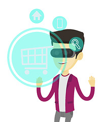 Image showing Man in virtual reality headset shopping online.