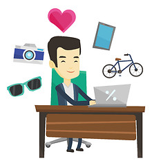 Image showing Man shopping online vector illustration.