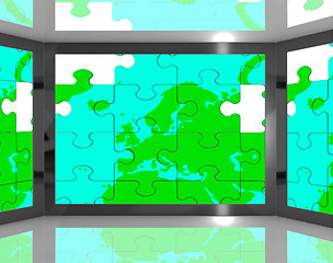 Image showing Europe Map On Screen Showing European Tourism And Travelling