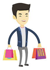 Image showing Happy man with shopping bags vector illustration