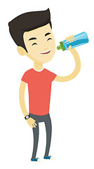 Image showing Sportive man drinking water vector illustration.