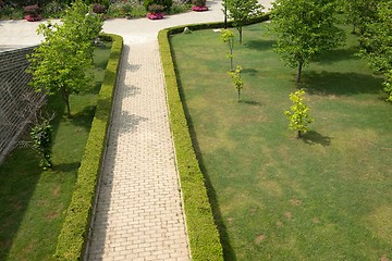 Image showing An asian garden from above