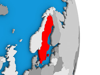 Image showing Sweden on globe