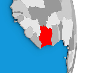 Image showing Ivory Coast on globe