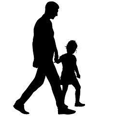 Image showing Silhouette of happy family on a white background