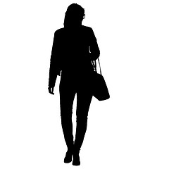 Image showing Black silhouette woman standing, people on white background