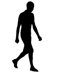 Image showing Black silhouette man standing, people on white background