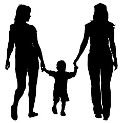 Image showing Black silhouettes lesbian couples and family with children