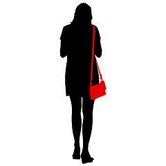 Image showing Black silhouettes of beautiful woman on white background. illustration