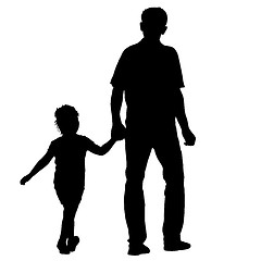 Image showing Silhouette of happy family on a white background