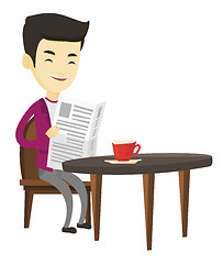 Image showing Man reading newspaper and drinking coffee.