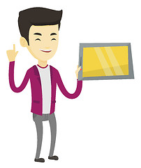 Image showing Student using tablet computer vector illustration.