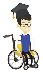 Image showing Graduate sitting in wheelchair vector illustration