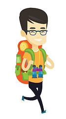 Image showing Man with backpack hiking vector illustration.