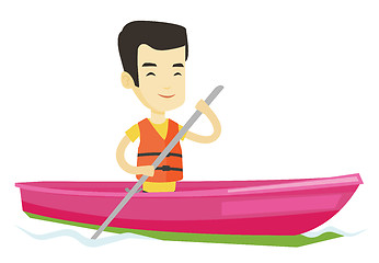 Image showing Man riding in kayak vector illustration.