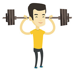 Image showing Man lifting barbell vector illustration.