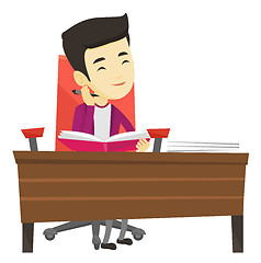 Image showing Student writing at the desk vector illustration.