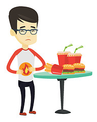 Image showing Man suffering from heartburn vector illustration