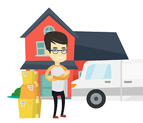 Image showing Man moving to house vector illustration.