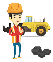 Image showing Miner with a big excavator on background.