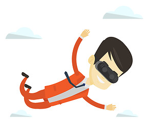 Image showing Businessman in vr headset flying in the sky.