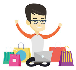 Image showing Man shopping online vector illustration.
