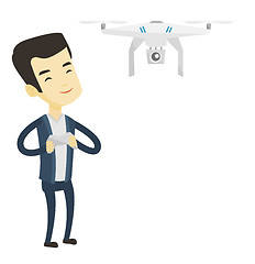 Image showing Man flying drone vector illustration.