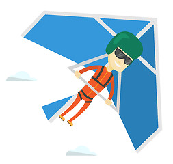 Image showing Man flying on hang-glider vector illustration.