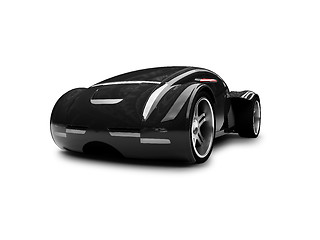 Image showing isolated black super car front view 01