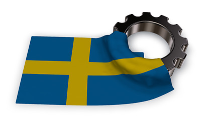 Image showing gear wheel and flag of sweden - 3d rendering