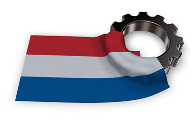 Image showing gear wheel and flag of the netherlands - 3d rendering