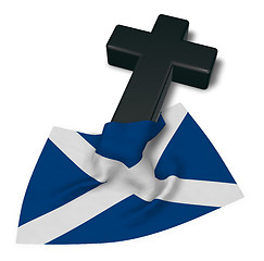 Image showing christian cross and flag of scotland - 3d rendering