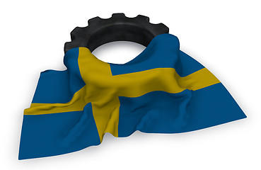 Image showing gear wheel and flag of sweden - 3d rendering