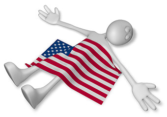 Image showing dead cartoon guy and flag of the usa - 3d illustration