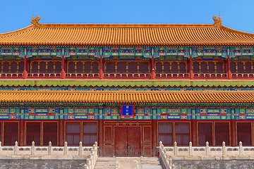 Image showing Traditional Chinese building under blue sky