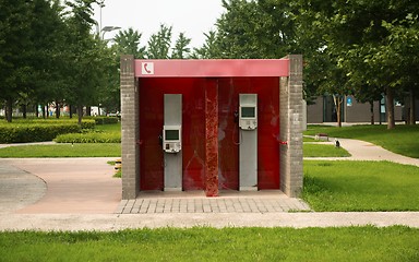 Image showing Red phone booth in China