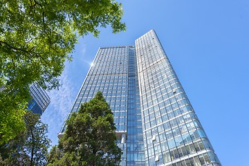 Image showing Large skyscrapers under blue sky