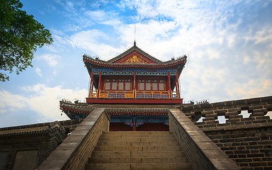 Image showing Traditional Chinese building under blue sky