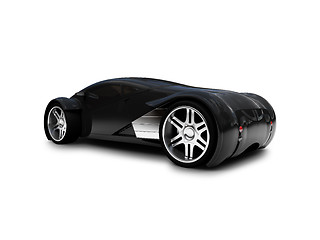 Image showing isolated black super car back view 01