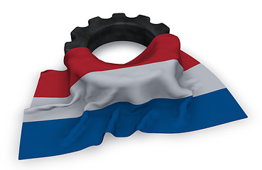 Image showing gear wheel and flag of the netherlands - 3d rendering