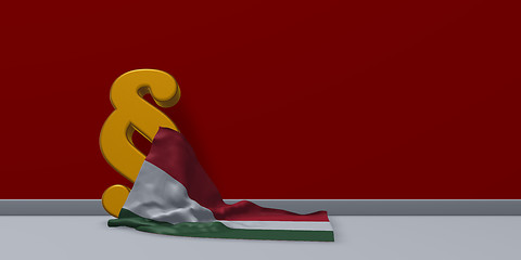 Image showing paragraph symbol and flag of hungary - 3d rendering