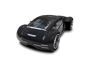 Image showing isolated black super car front view 03