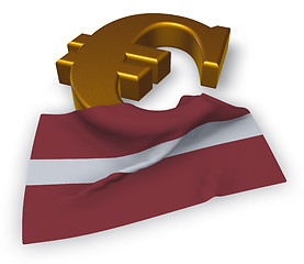 Image showing euro symbol and flag of Latvia  - 3d illustration