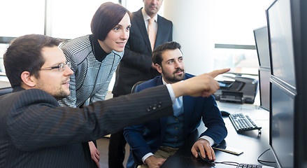 Image showing Business team working in corporate office.