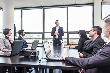 Image showing Corporate business team office meeting.