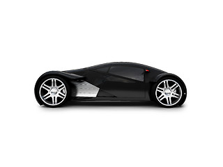 Image showing isolated black super car side view